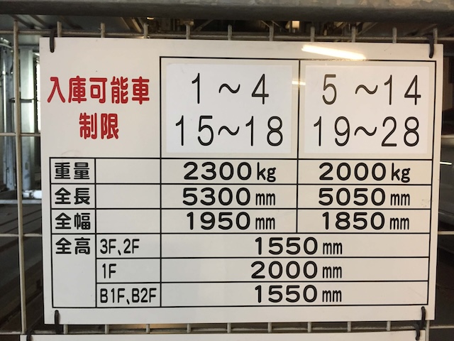 入庫可能車制限